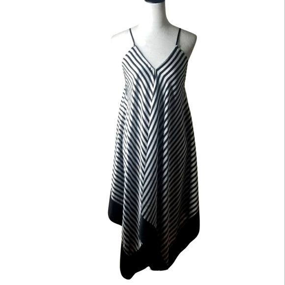 🦋DO+BE Black & White Striped Handkerchief Dress - Picture 1 of 5